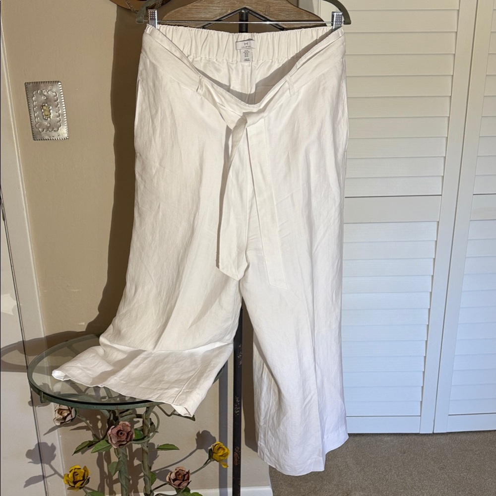 Halston Heritage White Wide Leg Crop Pants